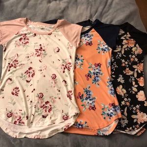 Floral printed baseball tee bundle